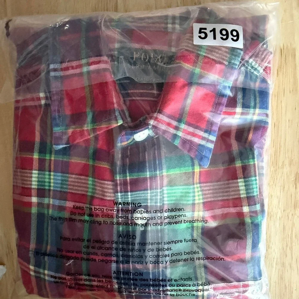Polo Ralph Lauren Classic Fit Madras Plaid Button Down Shirt Multi Color Mens M